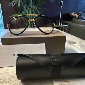 Dita Match -Two Matte black antique 12k gold sunglasses